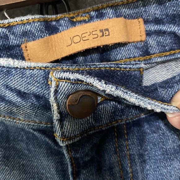 Joe's Crop Jeans Sz 32 Blue Distressed Raw Hem Billie Boyfriend Slim - SIZE NOTE - Picture 4 of 10